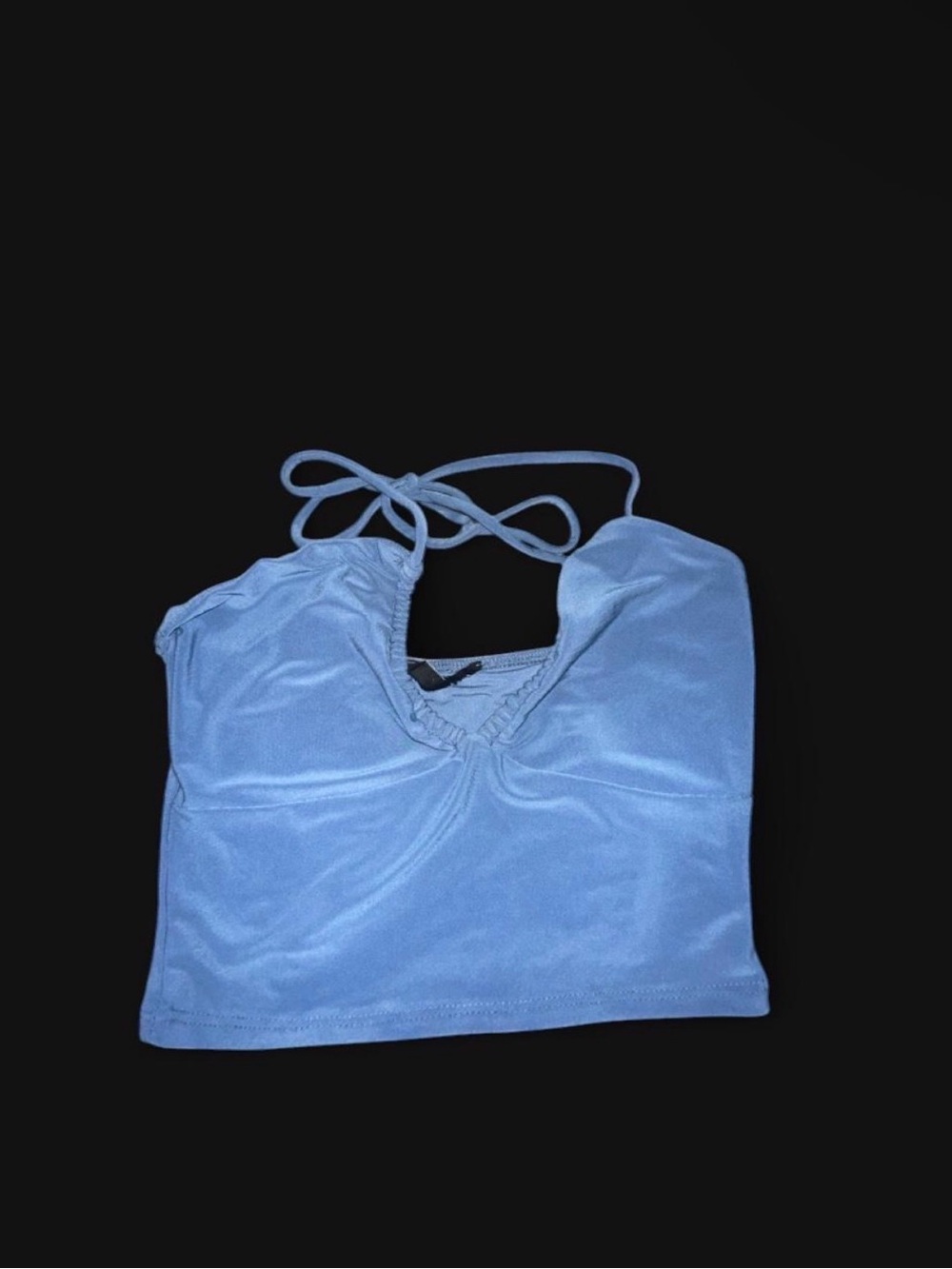 Sky Blue Halter Tie-Back Crop Tank